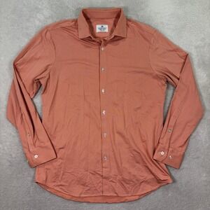 Mizzen+Main Mens XL Red Gingham Trim Fit Button Up Shirt Stretch Nylon Blend